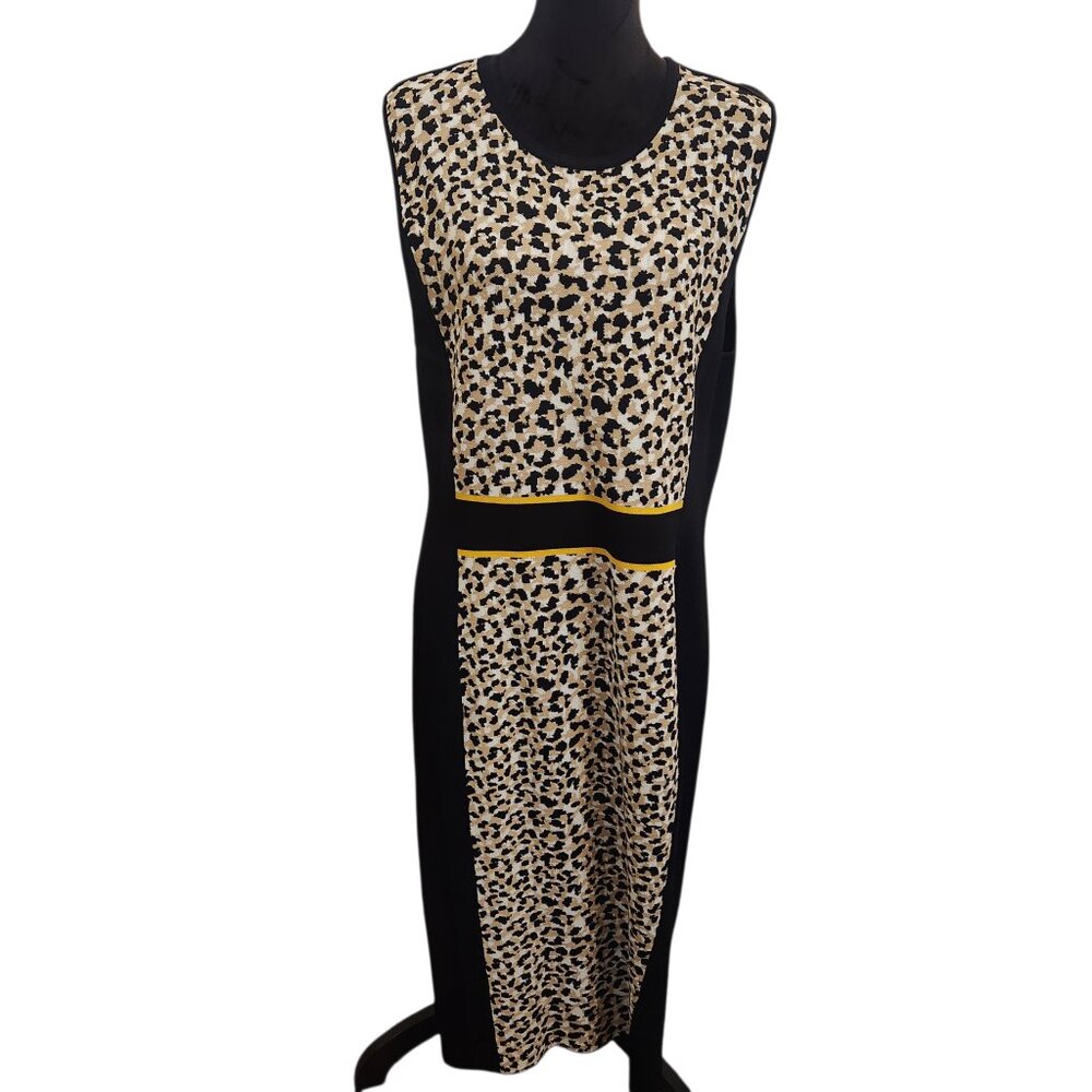 New York & Company Sleeveless Leopard Print Sheath Dress Size XXL - Picture 3 of 9